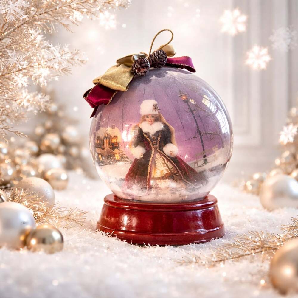 1996 Holiday Barbie Ornament with Wood Hanging Stand